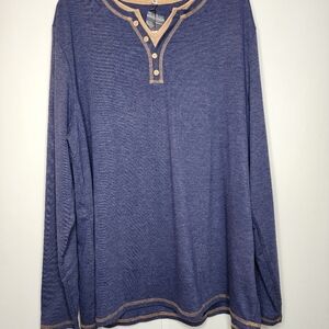 Iceglad Mens Long Sleeve Shirt, V-Neck, Navy Blue, XL, Casual, BRAND NEW